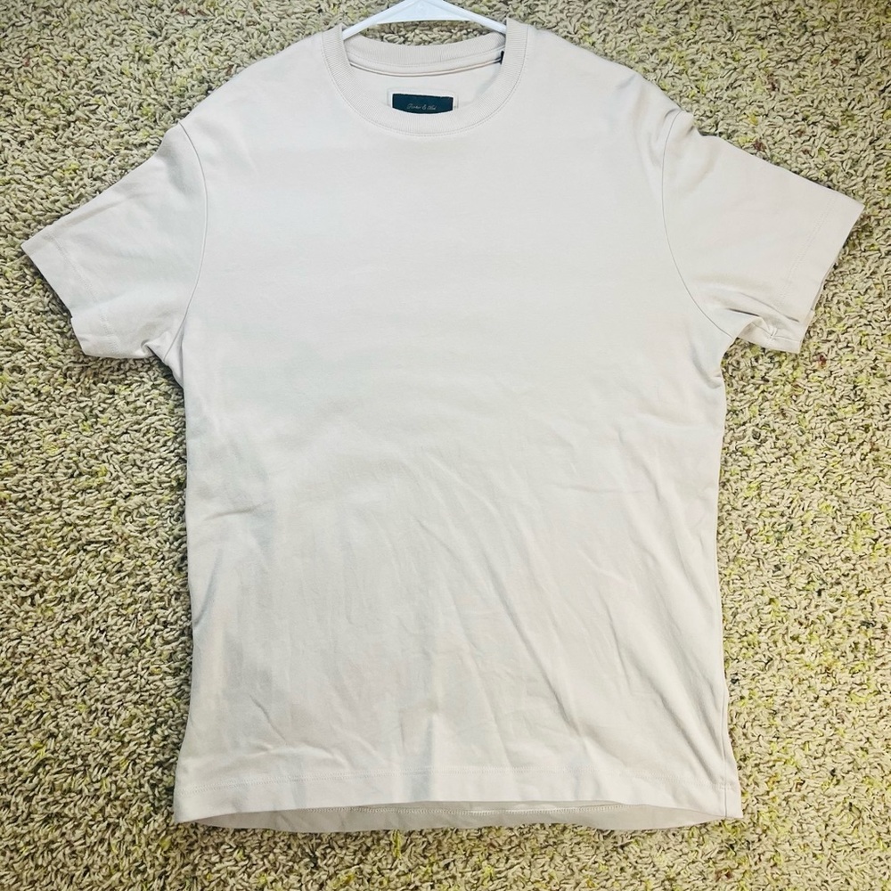 Porter & Ash Cream Blank T-Shirt Comfort Fit Minimal Basic Tee Small